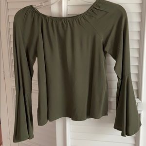 Copper Key Bell Sleeve Crop Blouse